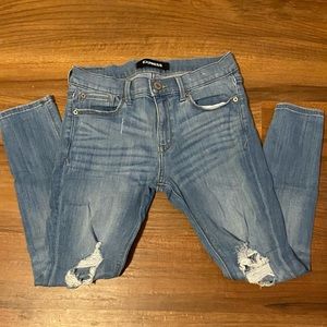 Express Light Wash Distressed Denim Skinny Jeans / Jeggings - Size 6s